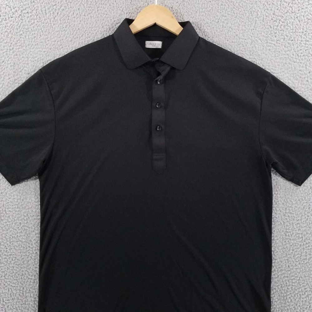 Collars & Co Dress Collar Polo Shirt Mens XL Black Lightweight Performance Tech